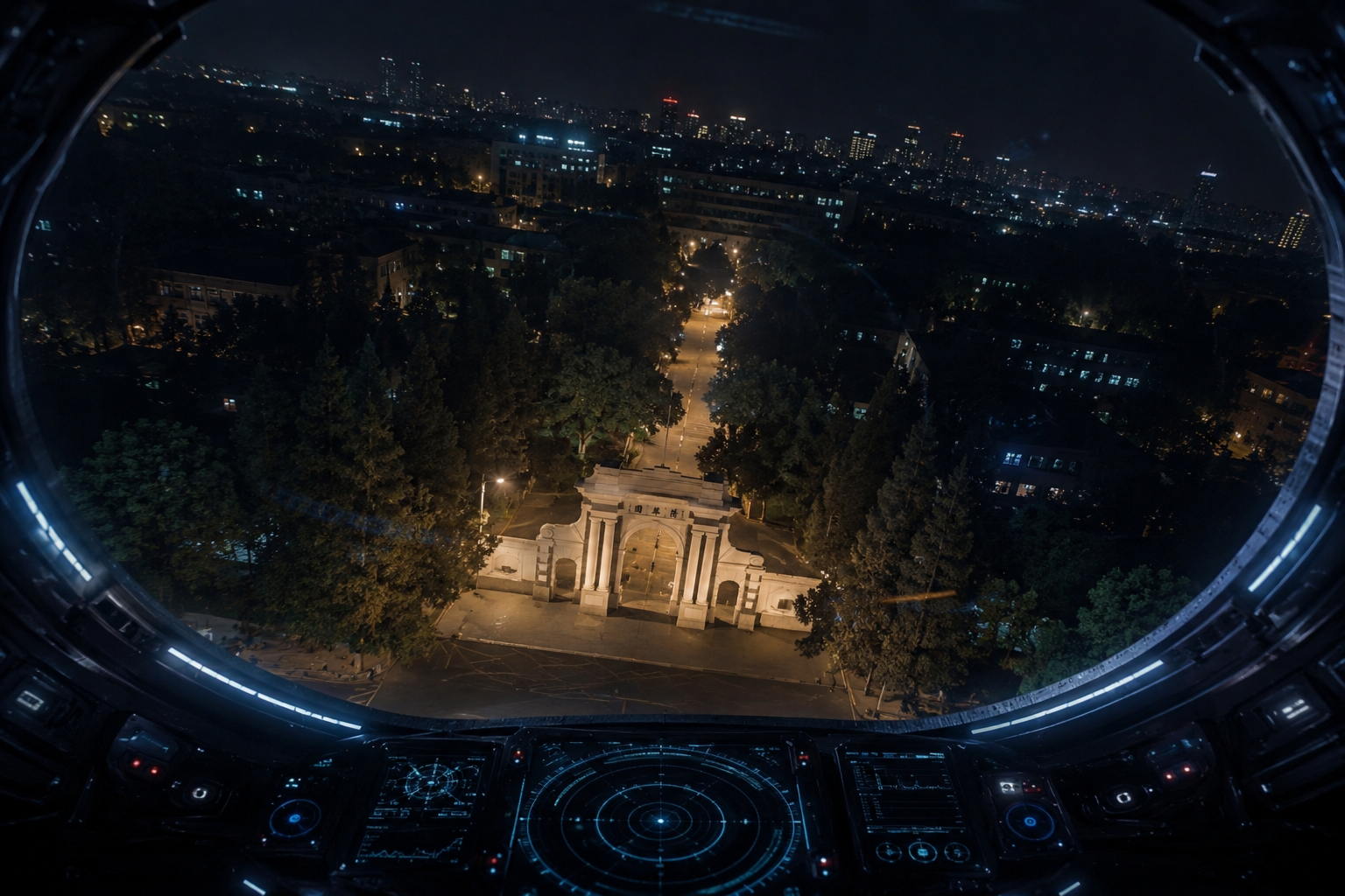 looking down from UFO