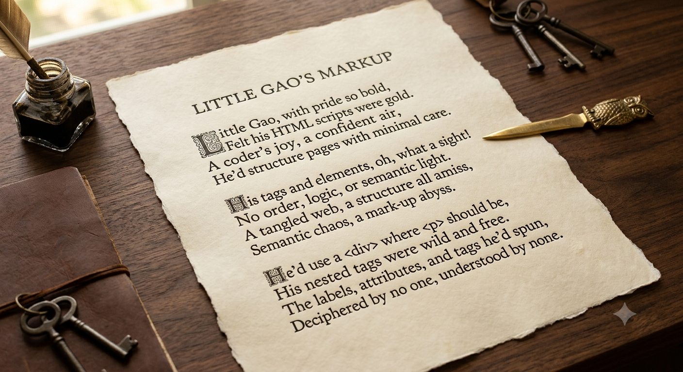 A delicate poem describing the beauty of html